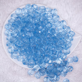12mm Blue Transparent Faceted Shaped Bubblegum Beads