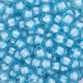12mm Sky Blue Transparent Pumpkin Shaped Bubblegum Beads