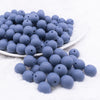 Front view of a pile of 12mm Slate Blue Matte Acrylic Bubblegum Beads