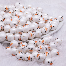 12mm Snowman Face Chunky Acrylic Bubblegum Beads - 20 Count