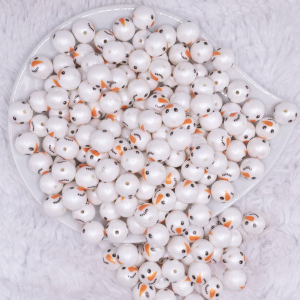 top view of a pile of 12mm Snowman Face Chunky Acrylic Bubblegum Beads - 20 Count