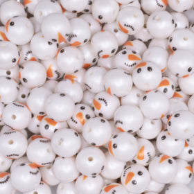 12mm Snowman Face Chunky Acrylic Bubblegum Beads - 20 Count