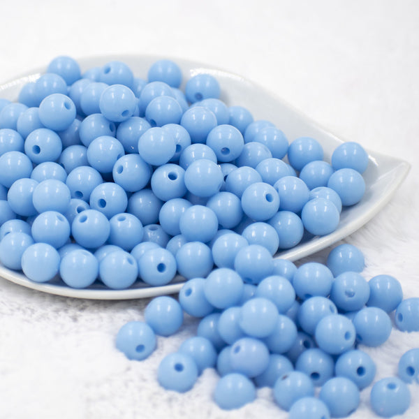Front view of a pile of 12mm Cornflower Blue Acrylic Bubblegum Beads [20 & 50 Count]