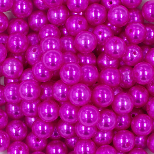 close up view of a pile of 12mm Fuchsia Faux Pearl Acrylic Bubblegum Beads [20 Count]
