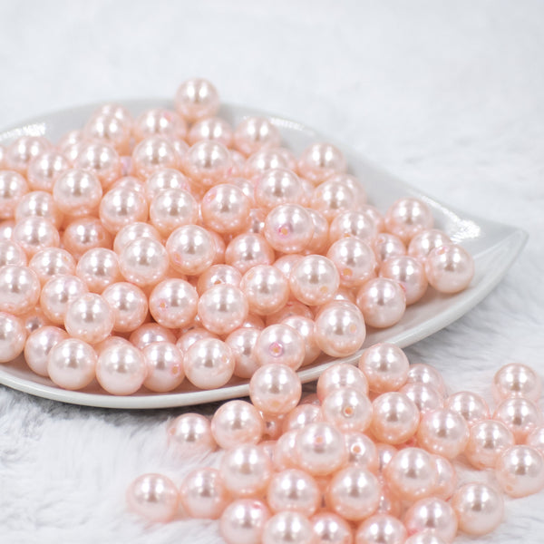 front view of a pile of 12mm Light Pink Faux Pearl Acrylic Bubblegum Beads [20 Count]