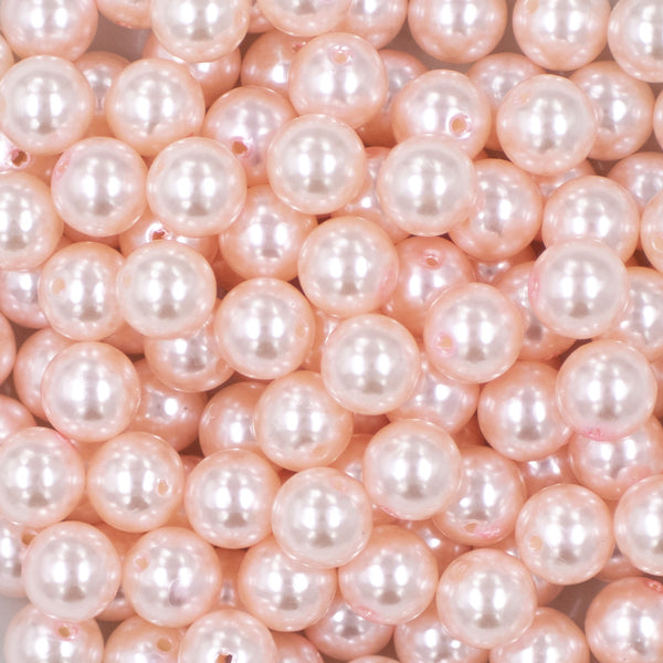 close up view of a pile of 12mm Light Pink Faux Pearl Acrylic Bubblegum Beads [20 Count]