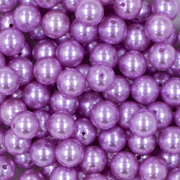 close up view of a pile of 12mm Light Purple Faux Pearl Acrylic Bubblegum Beads [20 Count]