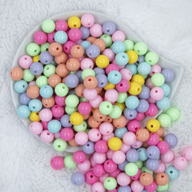 12mm Pastel Solid Color Mix Acrylic Bubblegum Beads Bulk [50 & 100 Count]