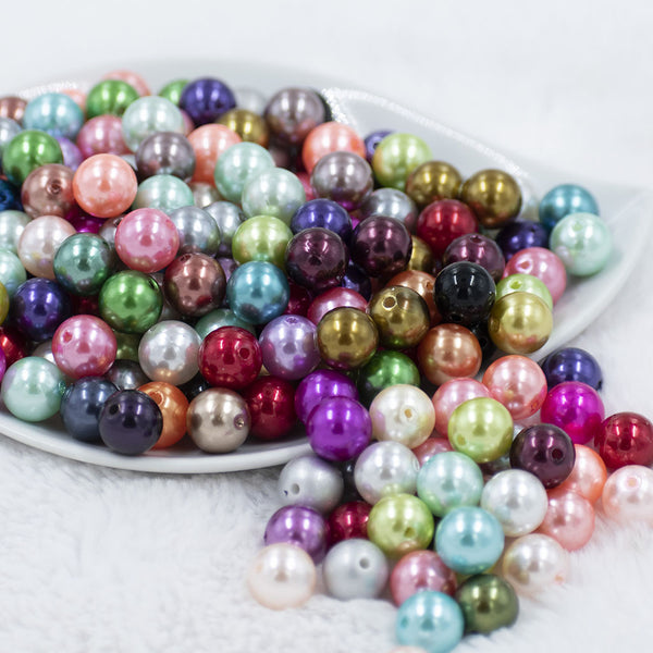 Front view of a pile of 12mm Mixed Pearl Acrylic Bubblegum Beads [Choose Count]