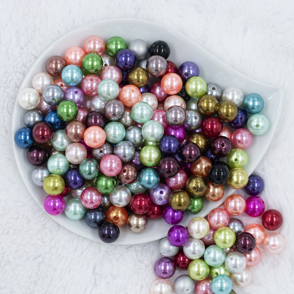 Top view of a pile of 12mm Mixed Pearl Acrylic Bubblegum Beads [Choose Count]