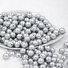 Front view of a pile of 12mm Matte Silver Acrylic Bubblegum Beads [20 & 50 Count]