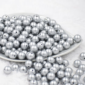 12mm Matte Silver Acrylic Bubblegum Beads - 20 & 50 Count
