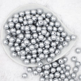 12mm Matte Silver Acrylic Bubblegum Beads - 20 & 50 Count