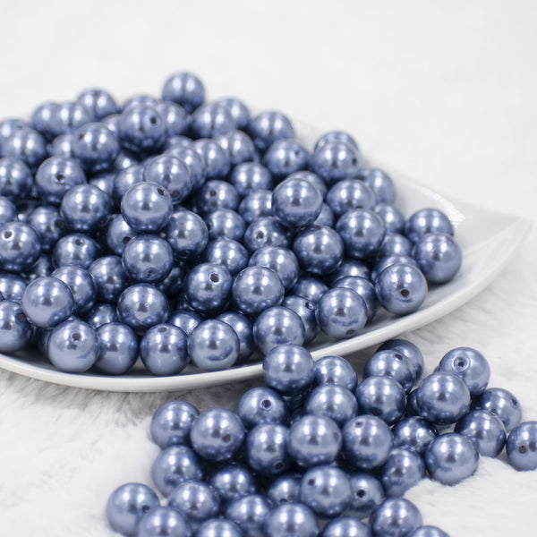 front view of a pile of 12mm Steel Blue Pearl Acrylic Bubblegum Beads [20 Count]