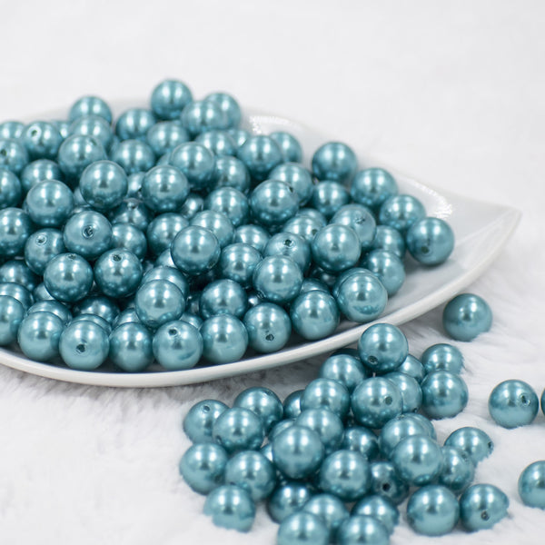 front view of a pile of 12mm Tide Pool Blue Pearl Acrylic Bubblegum Beads [20 Count]