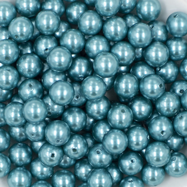 close up view of a pile of 12mm Tide Pool Blue Pearl Acrylic Bubblegum Beads [20 Count]