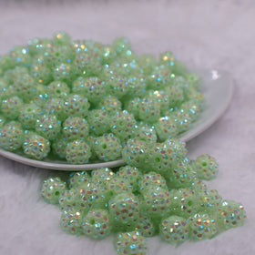 12mm Spearmint Green Rhinestone Bubblegum Beads [10 & 20 Count]