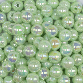 12mm Spearmint AB Solid Acrylic Bubblegum Beads