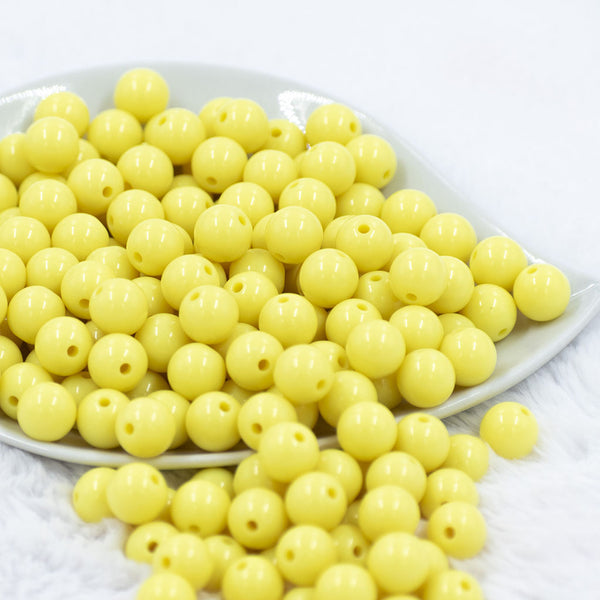 Front view of a pile of 12mm Sunshine Yellow Acrylic Bubblegum Beads [20 & 50 Count]