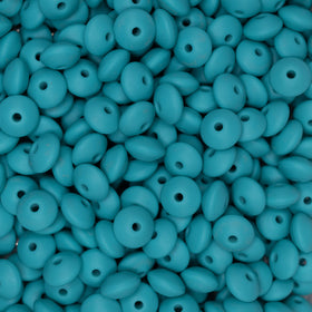 12mm Turquoise Blue Lentil Silicone Bead