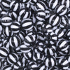 close up view of a pile of 12mm Black with White Stripe Beach Ball Bubblegum Beads - 20 count