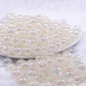 12mm White Crackle AB Bubblegum Beads