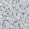 Close up view of a pile of 12mm White Iridescent AB Solid Acrylic Bubblegum Beads [20 Count]