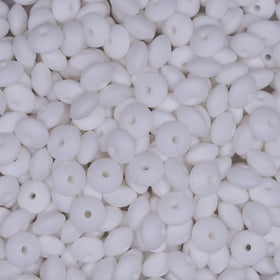 12mm White Lentil Silicone Bead