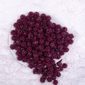 12mm Wine Purple with Clear Rhinestone Bubblegum Beads - Choose Count