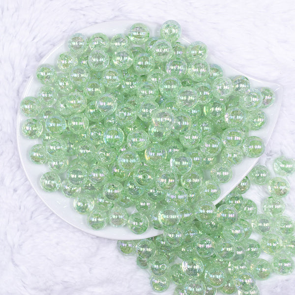 top view of a pile of 12mm Wintergreen Crackle Bubblegum Beads