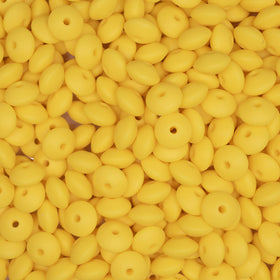 12mm Yellow Lentil Silicone Bead