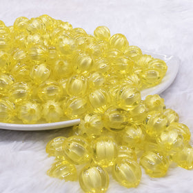 12mm Yellow Transparent Pumpkin Shaped Bubblegum Beads