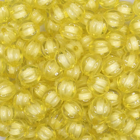 12mm Yellow Transparent Pumpkin Shaped Bubblegum Beads