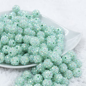 12mm Aqua Marine Rhinestone AB Bubblegum Beads [10 & 20 Count]
