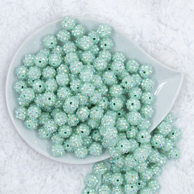 12mm Aqua Marine Rhinestone AB Bubblegum Beads