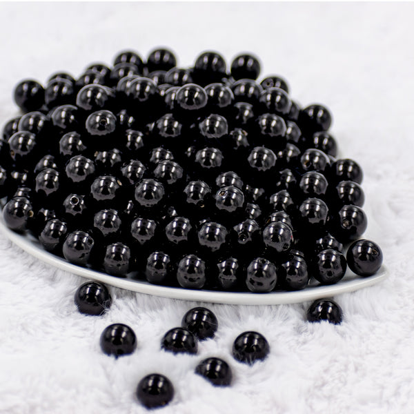 front view of a pile of 12mm Black Pearl Acrylic Bubblegum Beads [10 & 20 Count]