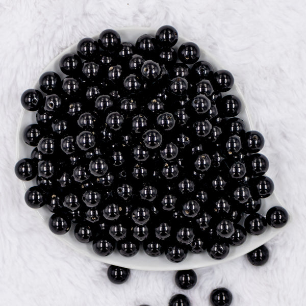 top view of a pile of 12mm Black Pearl Acrylic Bubblegum Beads [10 & 20 Count]