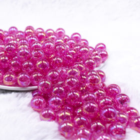 12mm Hot Pink Crackle AB Bubblegum Beads