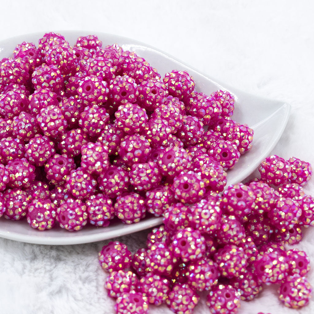 12mm Hot Pink Rhinestone Bubblegum Beads [10 & 20 Count] | The ...