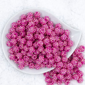 12mm Hot Pink Rhinestone Bubblegum Beads [10 & 20 Count]