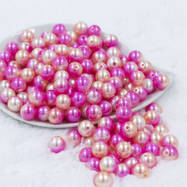 Front view of a pile of 12mm Hot Pink Ombre Acrylic Bubblegum Beads [20 & 50 Count]