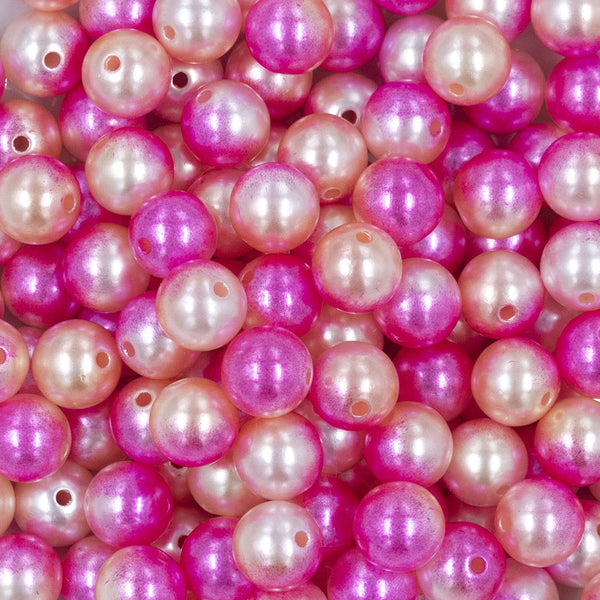 Close up view of a pile of 12mm Hot Pink Ombre Acrylic Bubblegum Beads [20 & 50 Count]