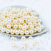 front view of a pile of 12mm Ivory/Cream Pearl Acrylic Bubblegum Beads [10 & 20 Count]