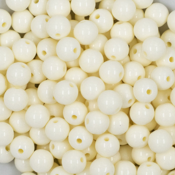 Close up View of a pile of 12mm Ivory Acrylic Bubblegum Beads [20 & 50 Count]