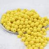 Front view of a pile of 12mm Lemon Yellow Solid Acrylic Bubblegum Beads [20 & 50 Count]