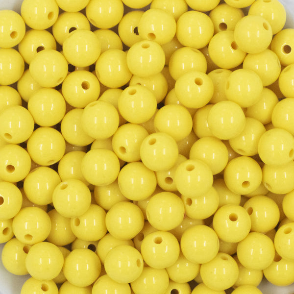 Close Up view of a pile of 12mm Lemon Yellow Solid Acrylic Bubblegum Beads [20 & 50 Count]