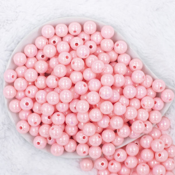 Top view of a pile of 12mm Cotton Candy Pink AB Solid Acrylic Bubblegum Beads [20 & 50 Count]