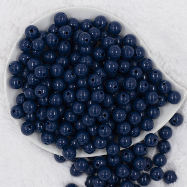 Top view of a pile of 12mm Navy Blue Acrylic Bubblegum Beads [20 & 50 Count]