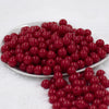 Front view of a pile of 12mm Red Solid Acrylic Bubblegum Beads [20 & 50 Count]