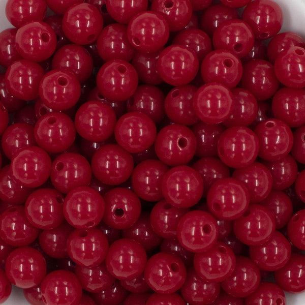 Close Up view of a pile of 12mm Red Solid Acrylic Bubblegum Beads [20 & 50 Count]